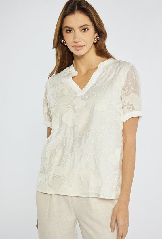 Bluzka z kwiatowym haftem