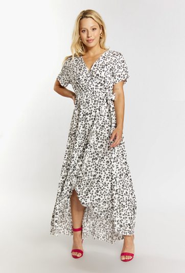 Kopertowa sukienka w drobne kwiaty