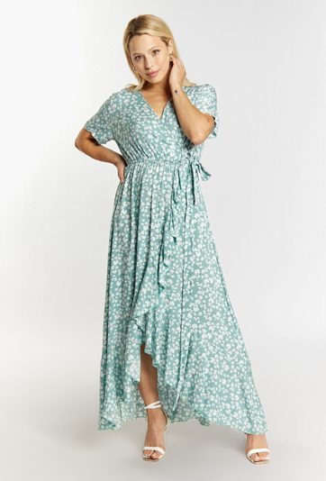 Kopertowa sukienka w drobne kwiaty