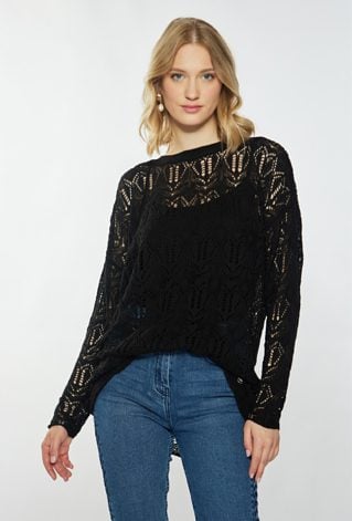 Ażurowy sweter z długim rękawem