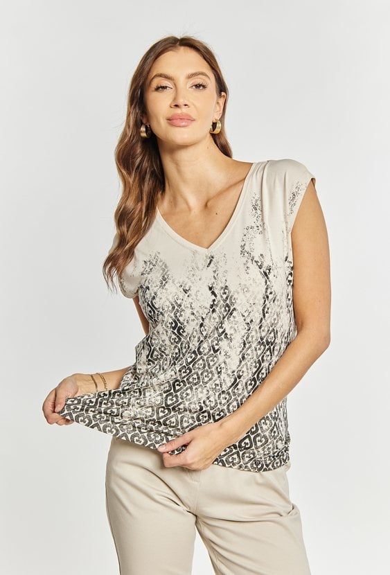 T-shirt damski z dekoltem V