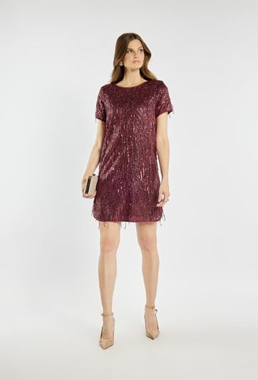 Sukienka z cekinowymi frędzlami