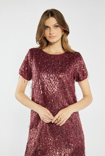 Sukienka z cekinowymi frędzlami