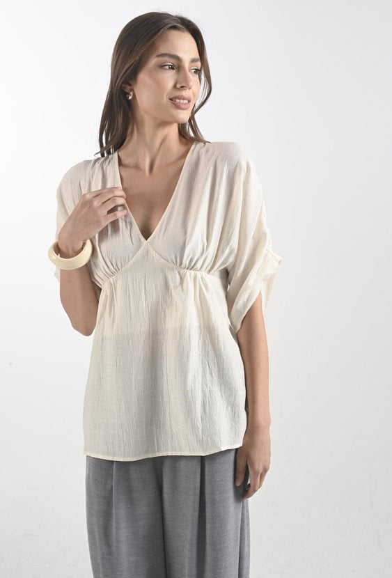 Romantyczna bluzka z krótkim rękawem