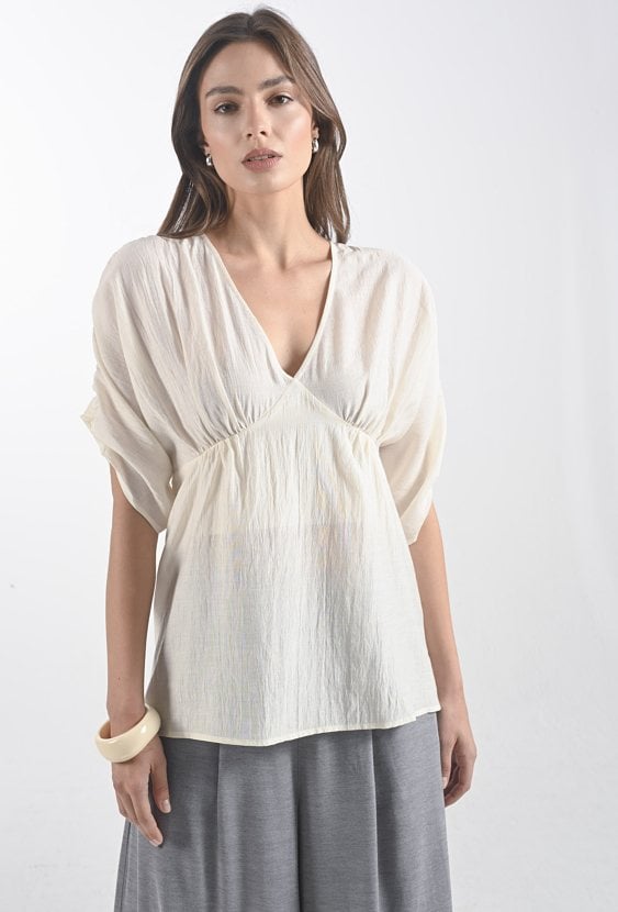 Romantyczna bluzka z krótkim rękawem