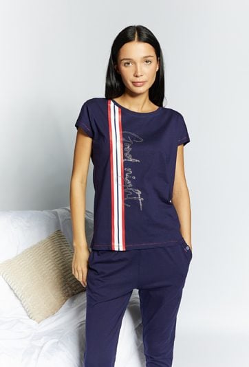 Góra od piżamy z dżetowym napisem