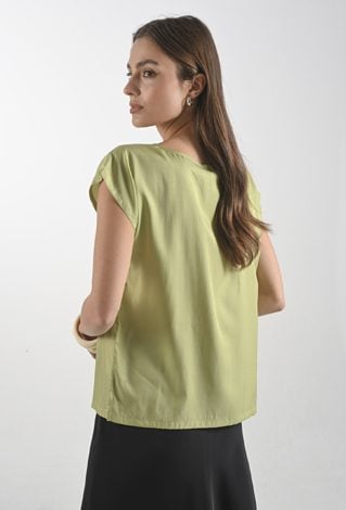 Oliwkowa bluzka z krótkim rękawem