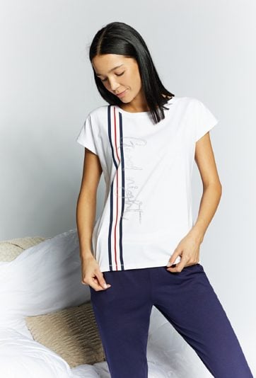 Góra od piżamy z dżetowym napisem