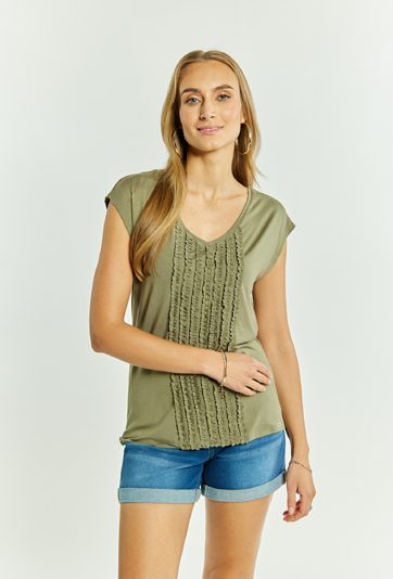 T-shirt damski z dekoltem V
