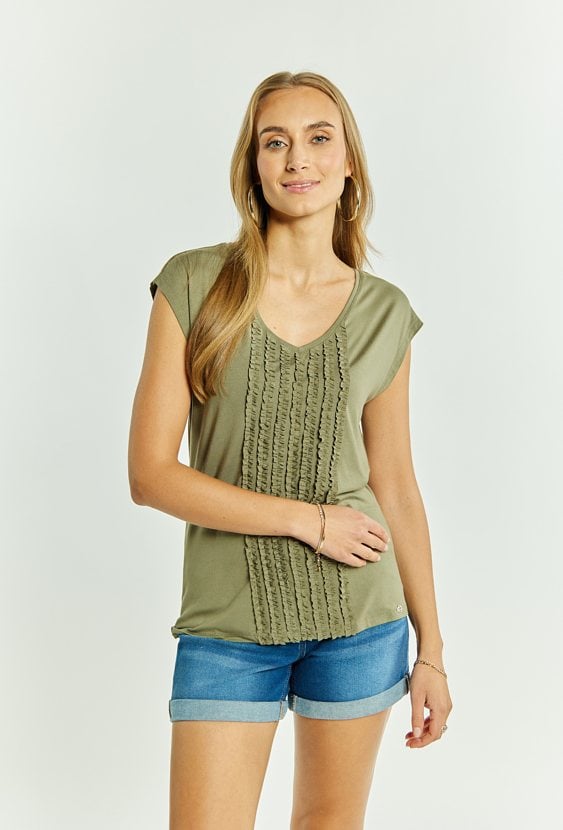 T-shirt damski z dekoltem V