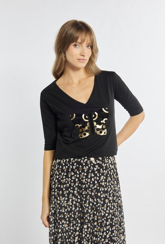 T-shirt z nadrukiem motyla