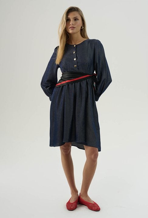 Wiskozowa sukienka z imitacji jeansu