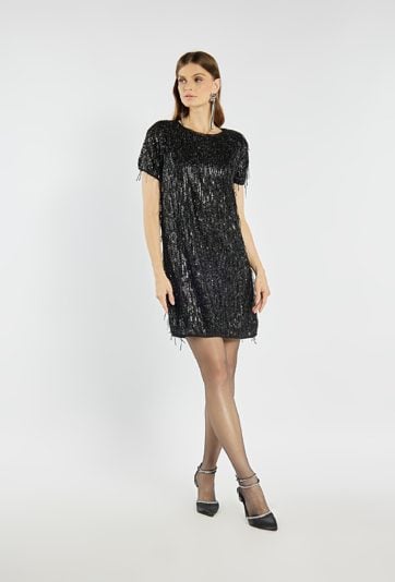 Sukienka z cekinowymi frędzlami