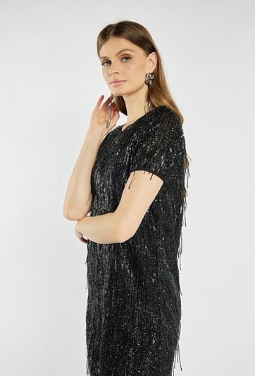 Sukienka z cekinowymi frędzlami