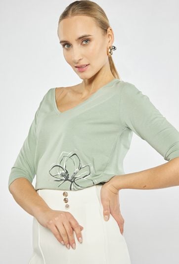 Damski T-shirt z kwiatem