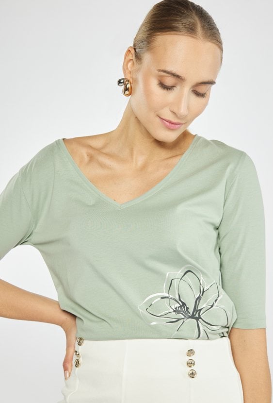 Damski T-shirt z kwiatem