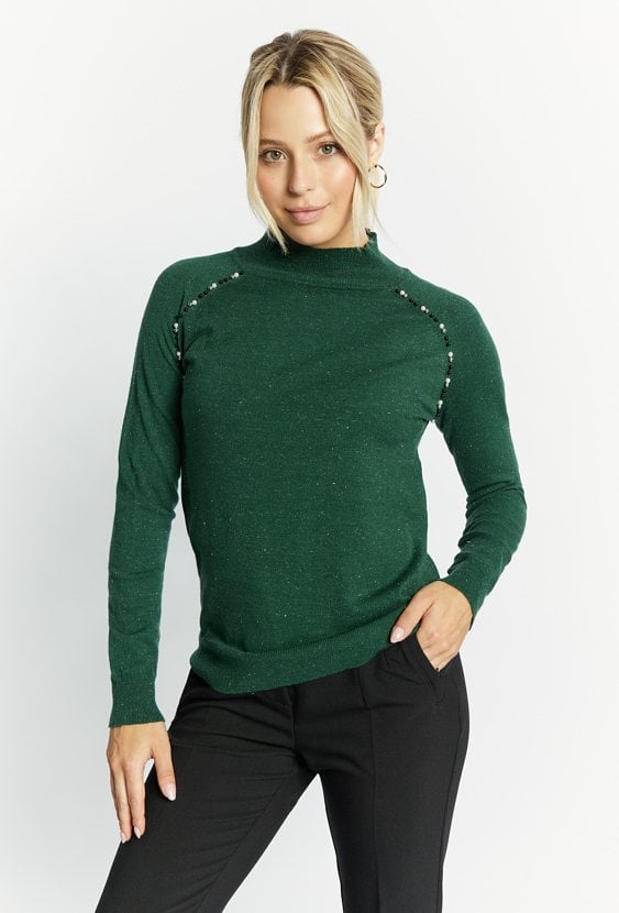 Połyskujący sweter z dżetami