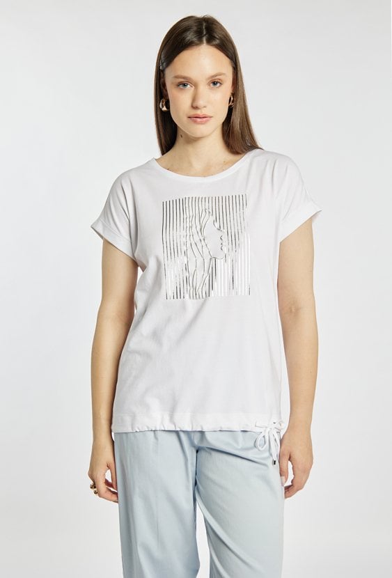 T-shirt damski z wiązaniem