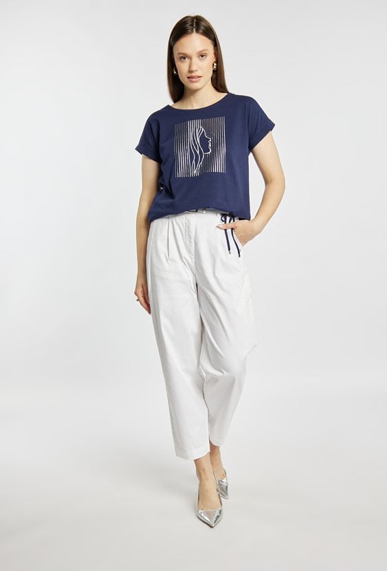 T-shirt damski z wiązaniem