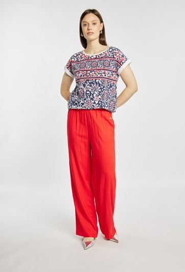 Wzorzysty T-shirt damski