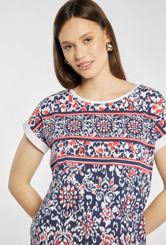 Wzorzysty T-shirt damski