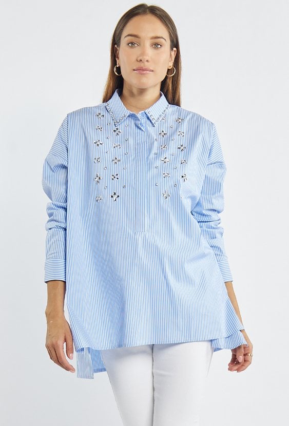 Koszula w niebiesko-białe paski