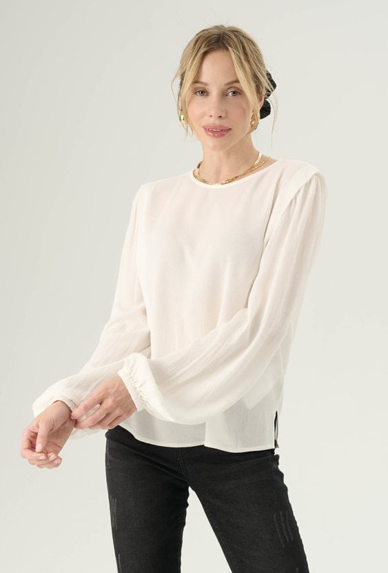 Wiskozowa bluzka z długim rękawem