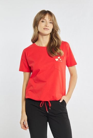 Czerwony T-shirt z kieszonką