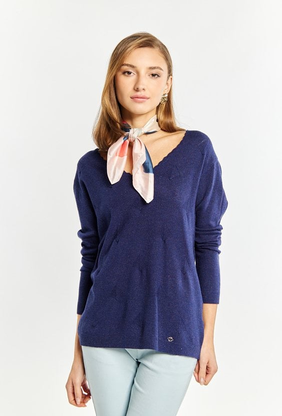 Połyskujący sweter damski