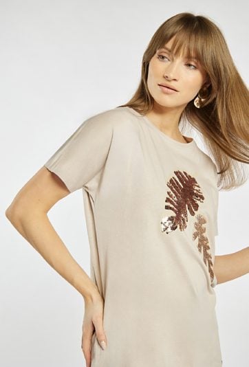 T-shirt damski z cekinami