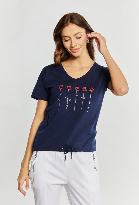 T-shirt damski z wiązaniem