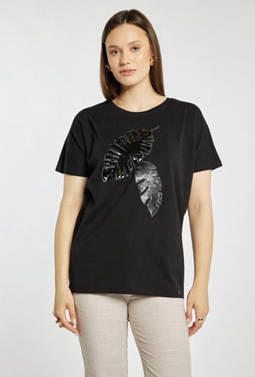 T-shirt damski z cekinami