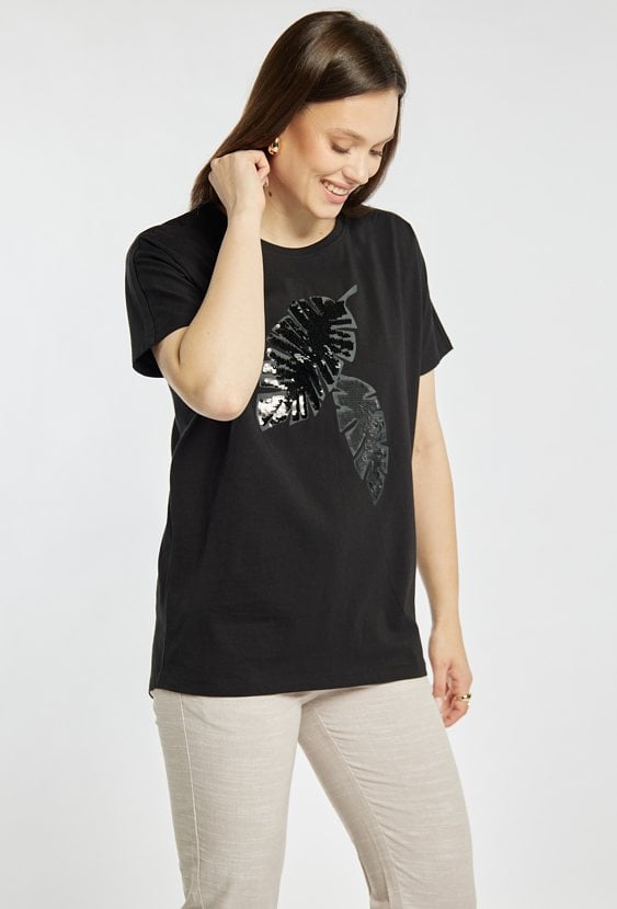 T-shirt damski z cekinami