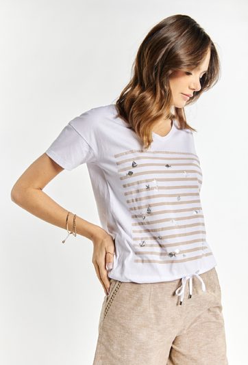 T-shirt damski z wiązaniem