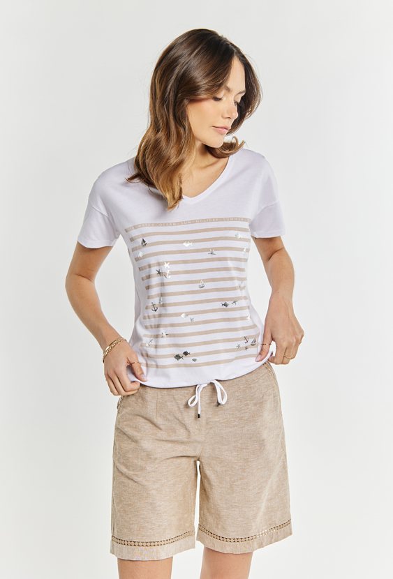 T-shirt damski z wiązaniem