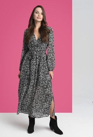 Długa sukienka w biało - czarny wzór