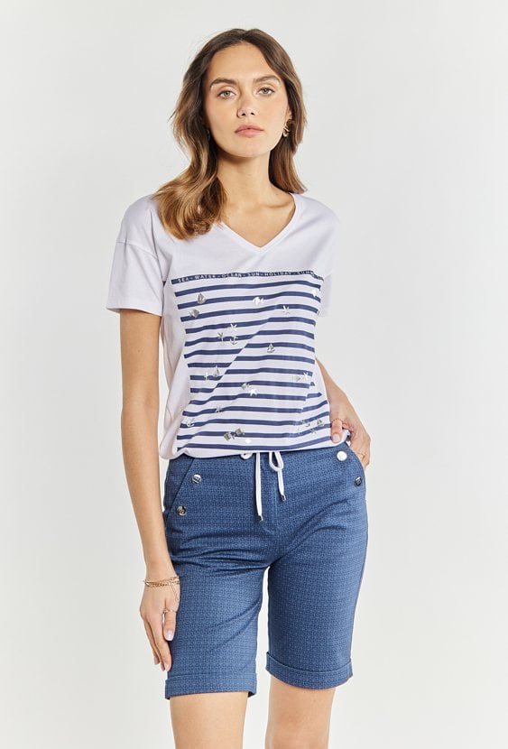 T-shirt damski z wiązaniem