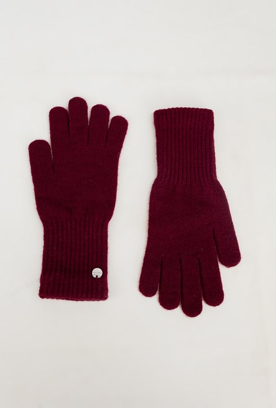 Bordowe klasyczne rękawiczki