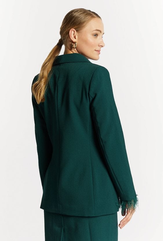 Jednorzędowa marynarka z piórami