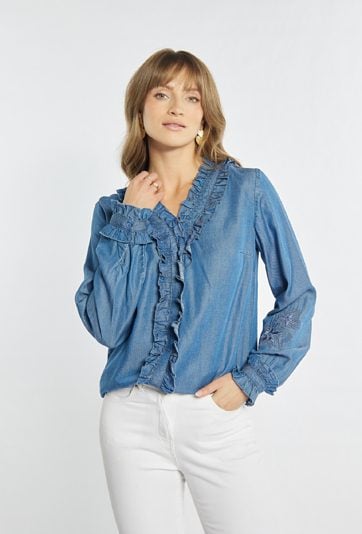 Bluzka damska z falbanką