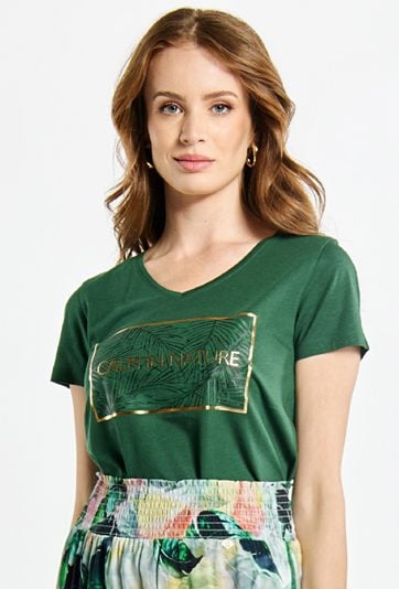 T-shirt damski w serek
