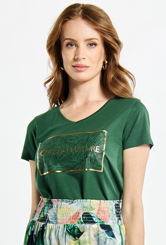 T-shirt damski w serek