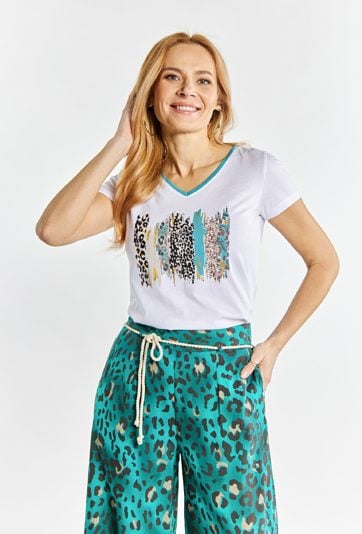 T-shirt damski w serek