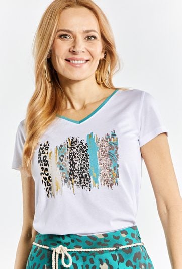 T-shirt damski w serek