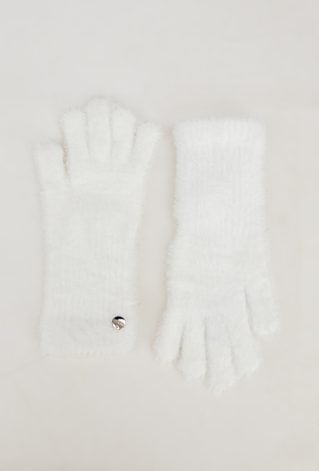 Białe futrzane rękawiczki
