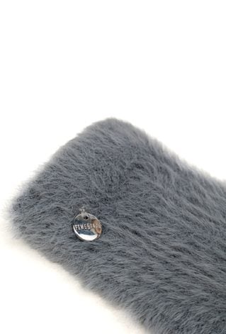 Szare futrzane rękawiczki