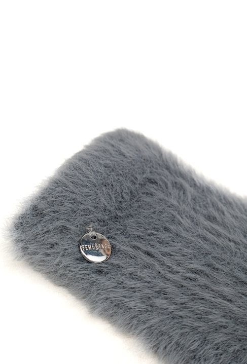 Szare futrzane rękawiczki