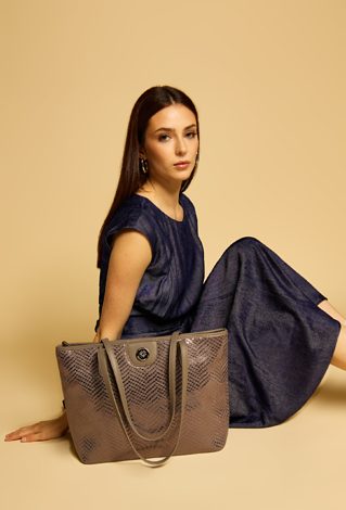 Torba damska z wzorzystą kieszonką