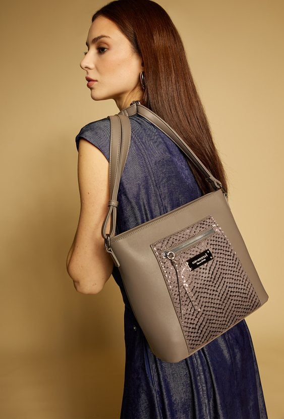 Torba damska z wzorzystą kieszonką