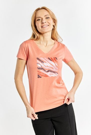 T-shirt damski w serek